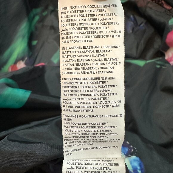 Desigual Flocked Velvet Puffer Jacket 38 Black and Burgandy / Small to Medium - Picture 10 of 10